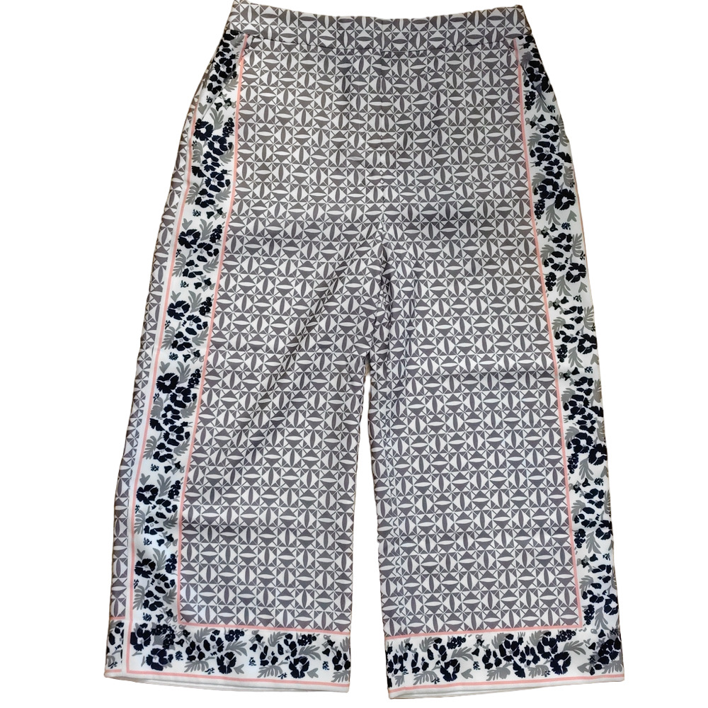 Ted Baker Size 2 Geometric Print Wide Leg Ankle Grazer Pants NWT